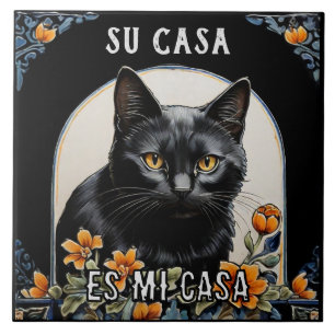 Uw Huis is Mijn Huis - Grappige Spaanse Kat Humor Tegeltje