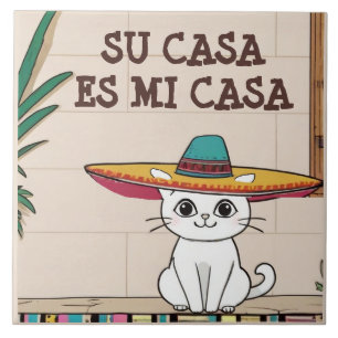 Uw Huis is Mijn Huis - Grappige Spaanse Kat Humor Tegeltje