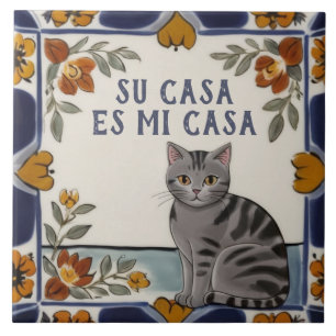 Uw Huis is Mijn Huis - Grappige Spaanse Kat Humor Tegeltje