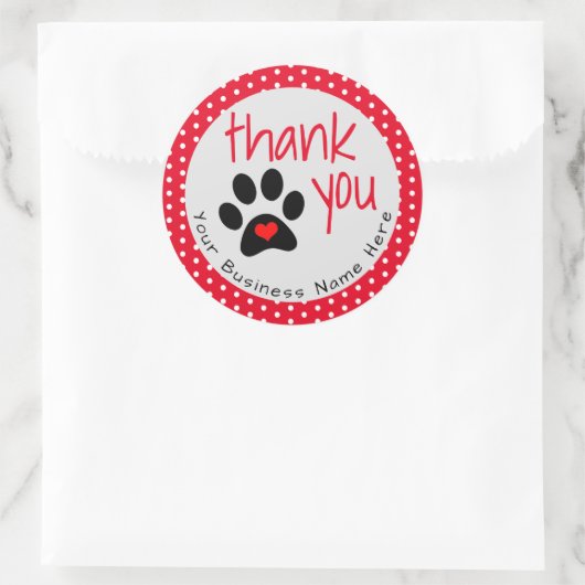 Uw huisdier Business Paw Print Dank u Stickers (Tas)