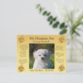 Uw huisdier foto Bewaar de datum Gouden Gele Bloem Briefkaart (Staand voorkant)