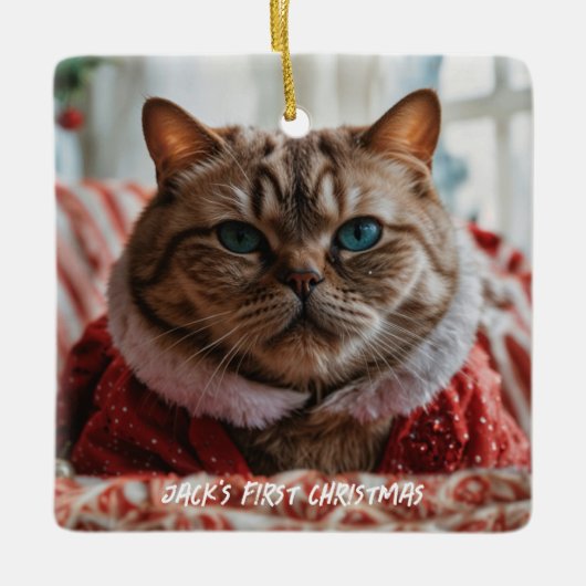 Uw huisdier foto Grappige kerst Keramisch Ornament (Voorkant)