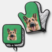 Uw huisdier foto ovenwant & pannenlap set (Voorkant / Achterkant)