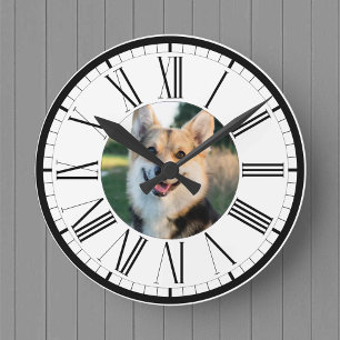 Uw huisdier hond of kat foto op een gepersonalisee ronde klok