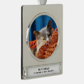 UW HUISDIER Kat of Hond FOTO, Naam, Verzilverd Banner Ornament (Rechts)