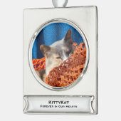 UW HUISDIER Kat of Hond FOTO, Naam, Verzilverd Banner Ornament (Links)