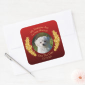 Uw huisdierfoto, Bewaar de datum, Gouden bloemen b Vierkante Sticker (Envelop)