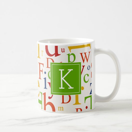 Uw Initiaal | Colorful Alphabet Koffiemok (Rechts)