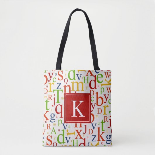 Uw Initiaal | Colorful Alphabet Tote Bag (Voorkant)