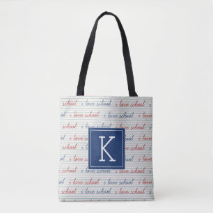 Uw Initiaal   I Love School Tote Bag