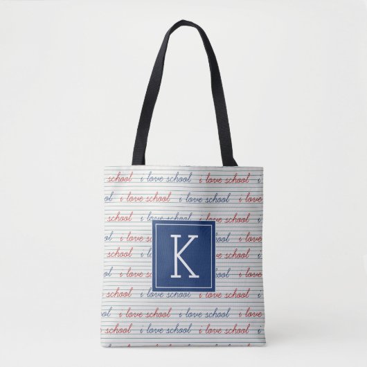 Uw Initiaal | I Love School Tote Bag (Voorkant)
