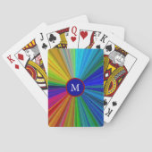 Uw Initiaal monogram regenboogpatroon Pokerkaarten (Achterkant)