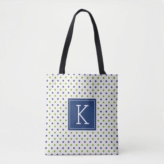 Uw Initiaal | Polka Dots Tote Bag (Voorkant)