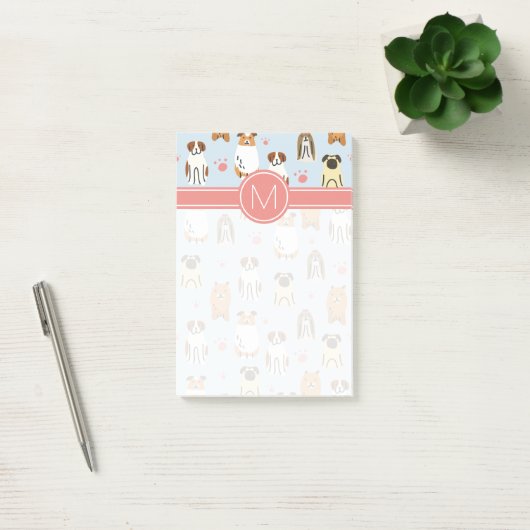 Uw Initiaal | Puppies en poten Post-it® Notes (Kantoor)
