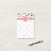 Uw Initiaal | Puppies en poten Post-it® Notes (Op bureau)