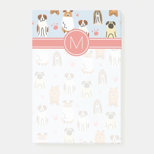 Uw Initiaal | Puppies en poten Post-it® Notes (Voorkant)