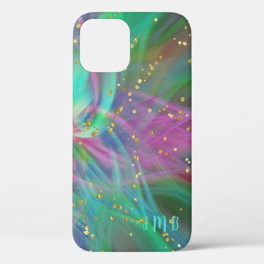 Uw Initialen Abstracte kleuren Glitter Hoesje-Mate Case-Mate iPhone Case (Achterkant)