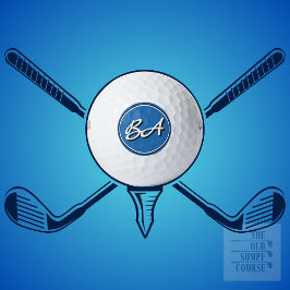 Uw Initialen in wit en zwart op blauw Golfballen