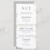 Uw Initialen met Blauwe en Beige varen bladeren Menu (Voorkant / Achterkant)