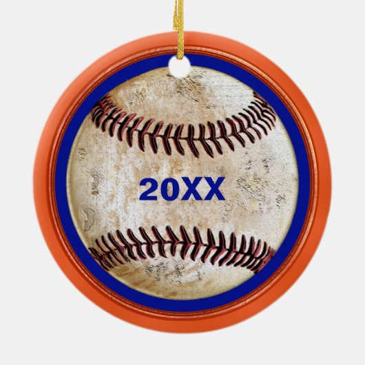 UW INITIALEN met NAAM Unieke honkbalversiering Keramisch Ornament (Achterkant)