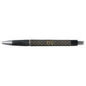 Uw Initialen Monogram Goud Geometrisch op Zwart Pen (Voorkant)