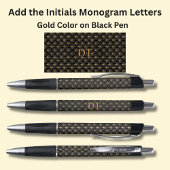 Uw Initialen Monogram Goud Geometrisch op Zwart Pen