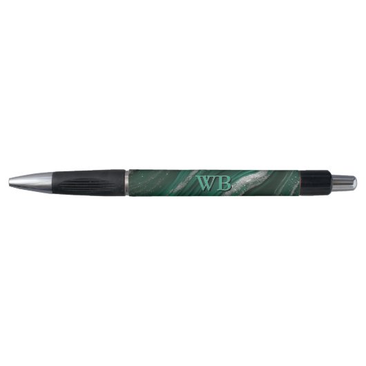Uw Initialen Monogram groen gemarmerd Pen (Voorkant)