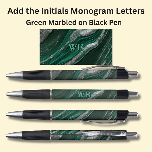 Uw Initialen Monogram groen gemarmerd Pen