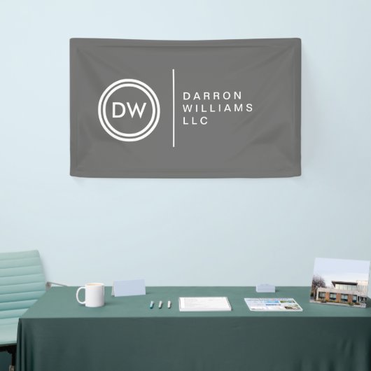 Uw Initialen Monogram Logo op grijs Spandoek (Beurs)