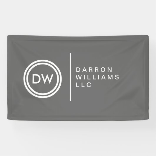 Uw Initialen Monogram Logo op grijs Spandoek (Horizontaal)