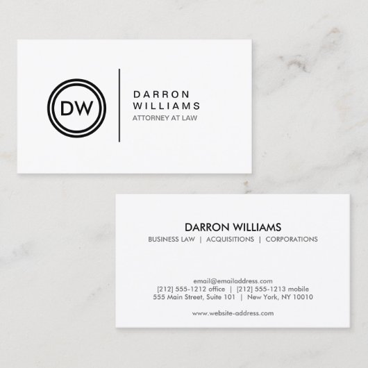 Uw Initialen Monogram Logo Visitekaartje (Voorkant / Achterkant)