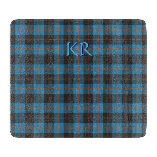 Uw initialen op Angus District Ancient tartan Snijplank (Voorkant)