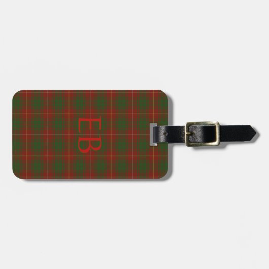 Uw initialen op Bruce Clan tartan Bagagelabel (Voorkant horizontaal)