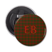 Uw initialen op Bruce Clan tartan Button Flesopener (Voorkant)