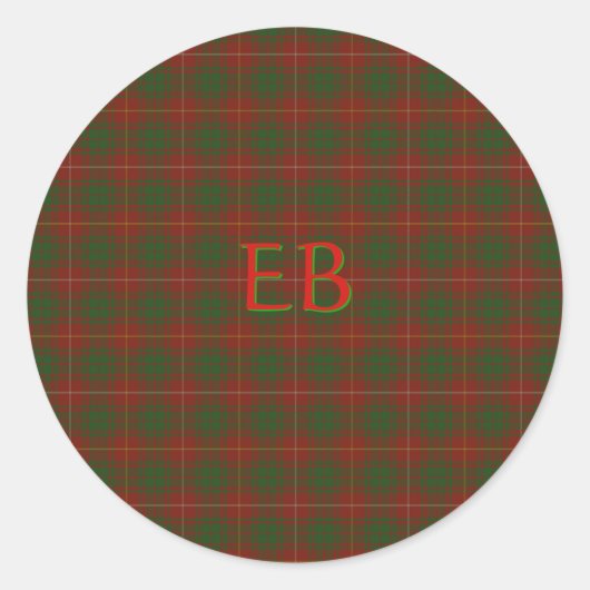 Uw initialen op Bruce Clan tartan Ronde Sticker (Voorkant)