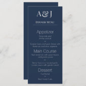 Uw Initialen op Navy Blue Modern en Elegant Menu (Voorkant / Achterkant)