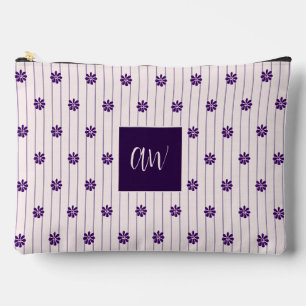 Uw Initialen Violet & Blush Stripes Paarse Bloemen Etui