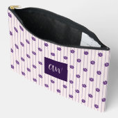 Uw Initialen Violet & Blush Stripes Paarse Bloemen Etui (Open)