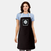 Uw initiële monogram witte banden zwart schort (Gedragen)