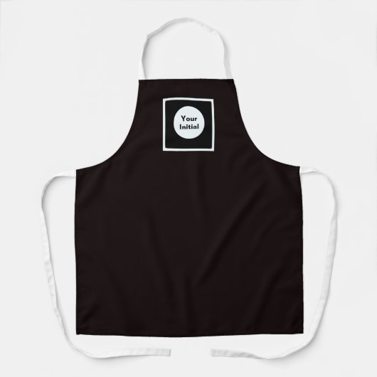 Uw initiële monogram witte banden zwart schort (Voorkant)
