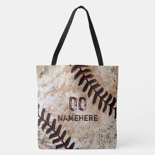 Uw Jersey Nummer Naam Vintage look Baseball Tas (Voorkant)