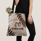 Uw Jersey Nummer Naam Vintage look Baseball Tas (Dichtbij)