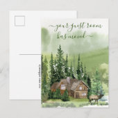 Uw kamer heeft verhuisd Cabin Mountain Forest Aankondigingskaart (Voorkant / Achterkant)