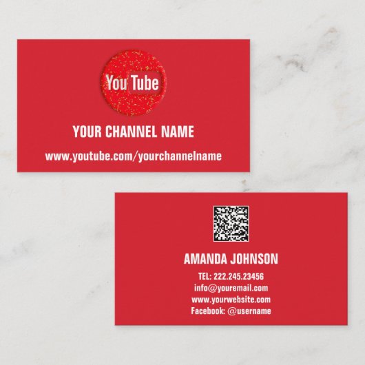 UW KANAAL NAAM YOUTUBER SUSCRIBE LOGO QR CODE VISITEKAARTJE (Voorkant / Achterkant)