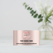 UW KANAALBENAMING YOUTUBER LOGO QR ROOS STRIPS VISITEKAARTJE (Staand voorkant)