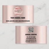 UW KANAALBENAMING YOUTUBER LOGO QR ROOS STRIPS VISITEKAARTJE (Voorkant / Achterkant)