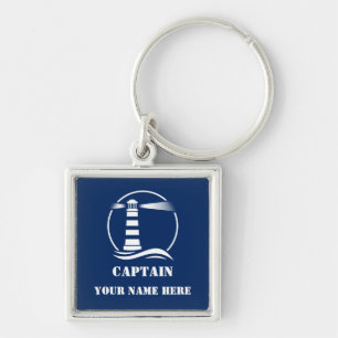 Uw kapitein of Boat Name Classic Lighthouse Sleutelhanger