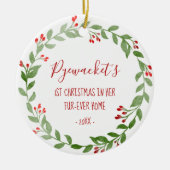 Uw Kat Foto 1 Kerstmis in FurEver Home Keramisch Ornament (Voorkant)