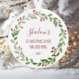 Uw Kat Foto 1 Kerstmis met Waterverf Ornament