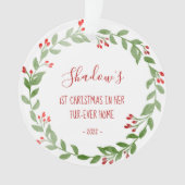 Uw Kat Foto 1 Kerstmis met Waterverf Ornament (voorkant)